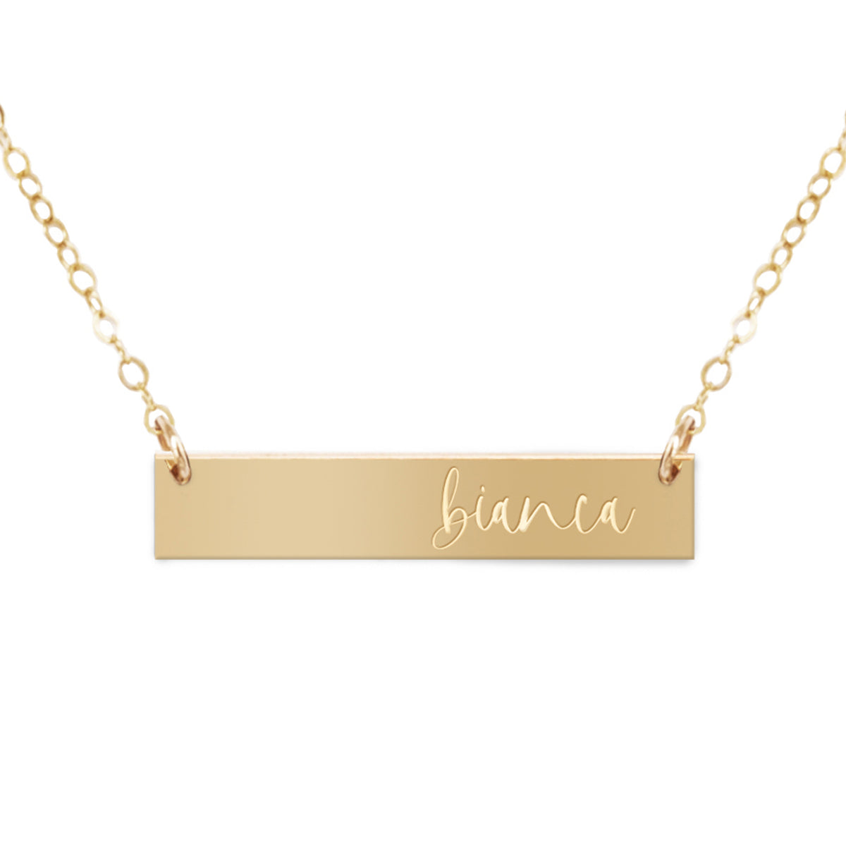 Personalized GOLD bar necklace - Nameplate Engraved- CZ Diamond accent–  LillaDesigns