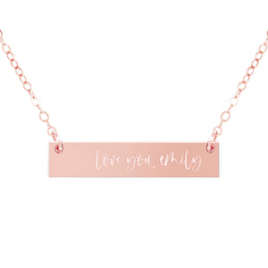Personalized Name Love You Bar Necklace