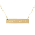 Personalized Modern Couple Names Bar Necklace