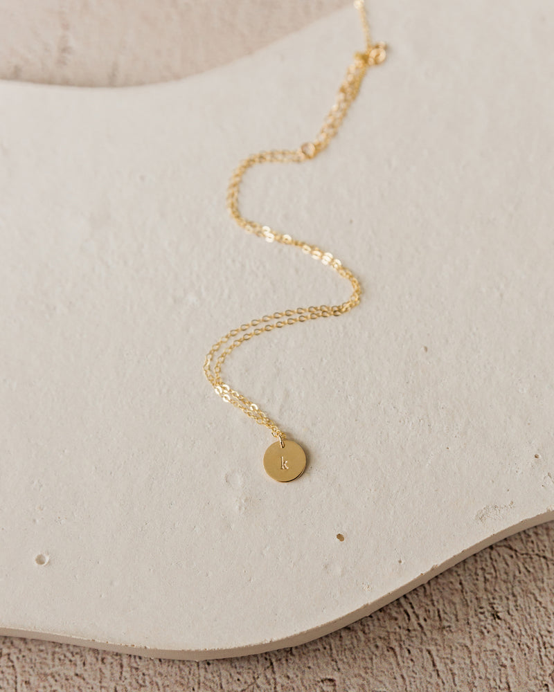 
            
                Load image into Gallery viewer, Miraya Mini Monogram Disc Necklace
            
        