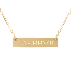 Personalized Roman Numerals Bar Necklace