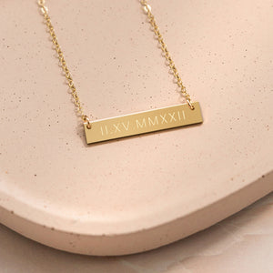 Personalized Roman Numerals Bar Necklace
